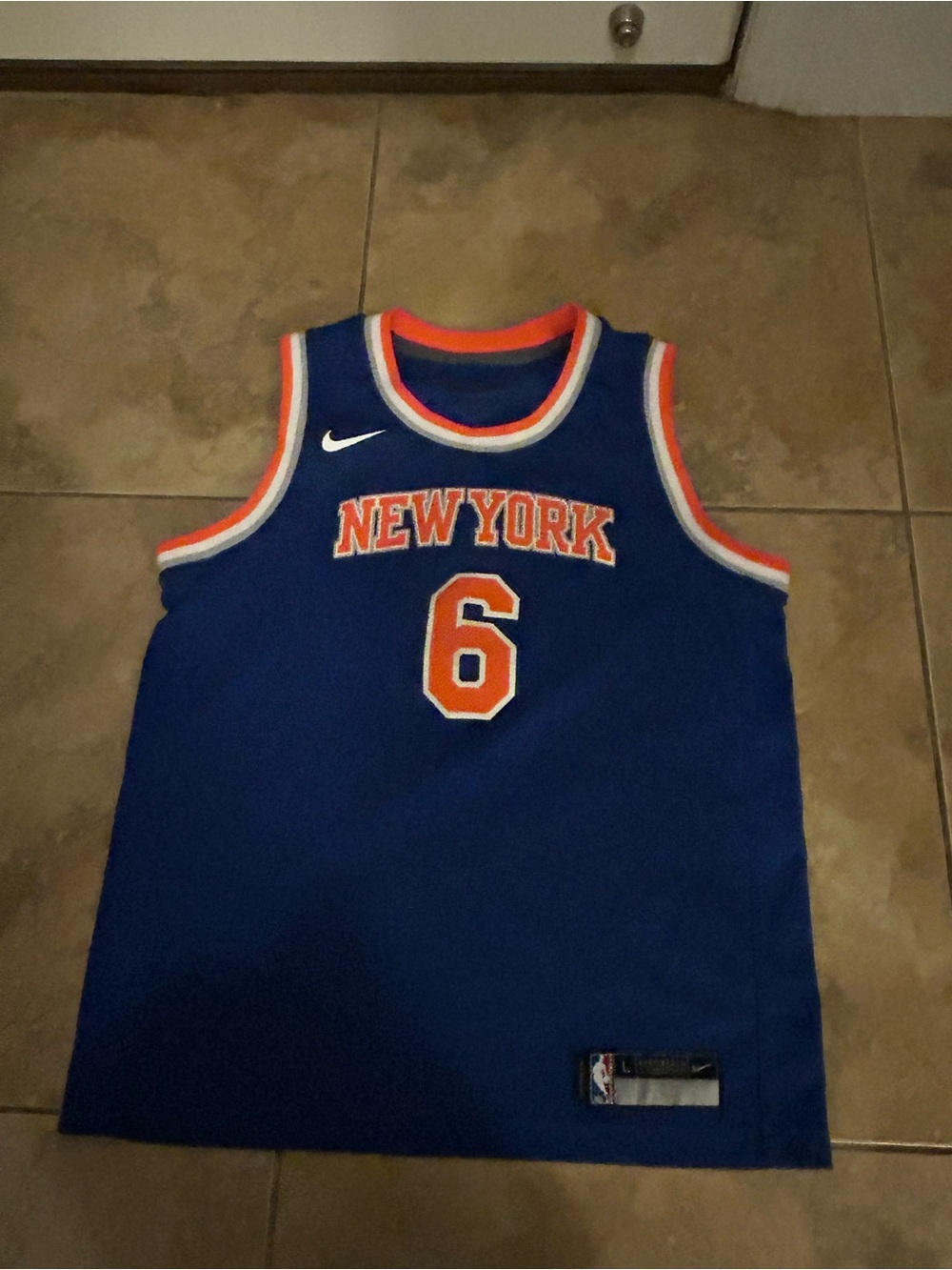 Nike Kids Blue New York Basketball Jersey with Orange Trim - #6
